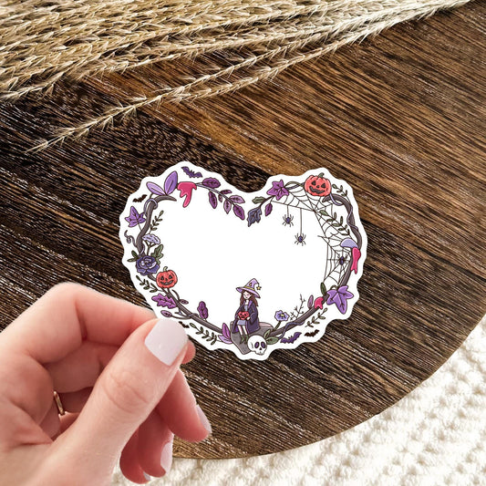 Halloween Witch Heart Sticker / Spooky Season Gift / Witchy Charm Decal / Gothic Love / Dark Aesthetic / Cute and Magical Present for Her