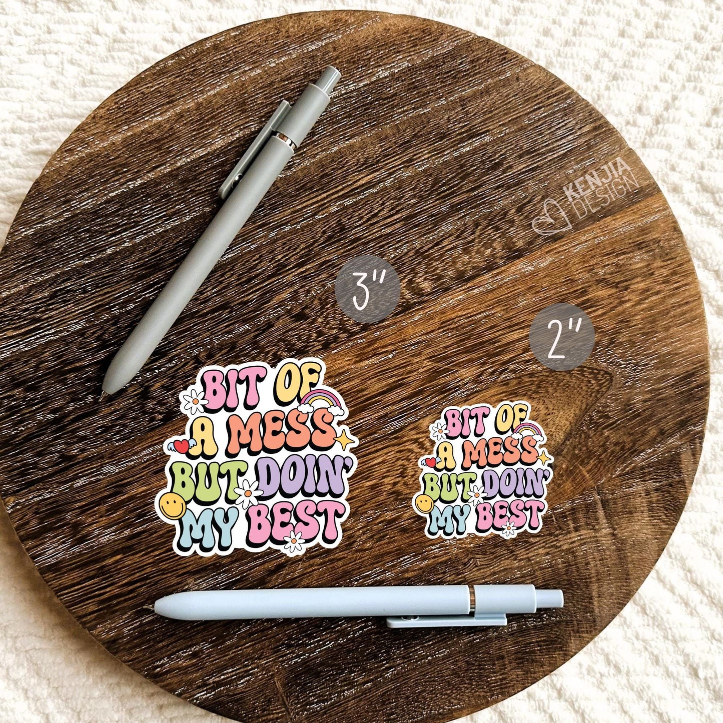 Bit of a Mess But Doin My Best Stickers / Mental Health Stickers / Anxiety & Overthinking Retro Kindle Stickers