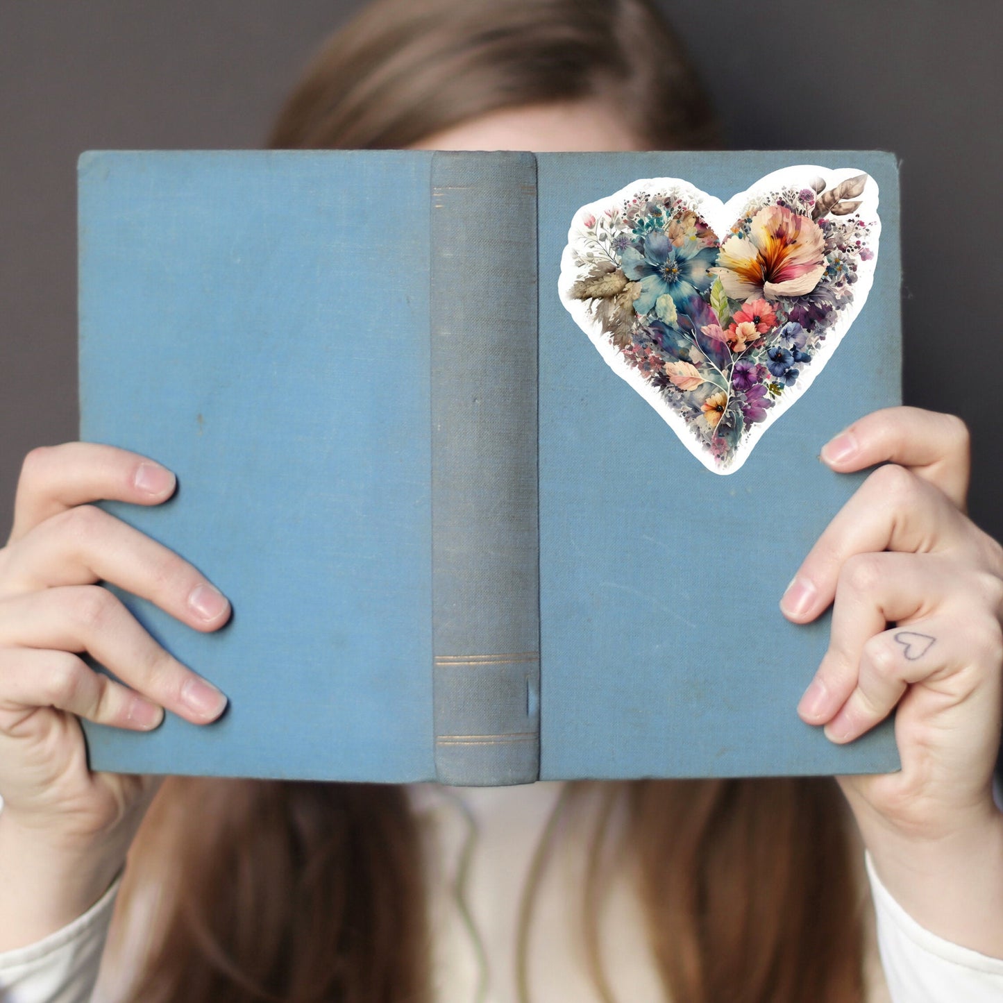 Beautiful Vintage Floral Heart, Waterproof and Dishwasher Safe Handmade cute Vinyl Sticker for gift, planner, book and laptop stickers