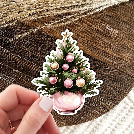 Cute Girlie Christmas Tree Stickers / Christmas Decoration / Merry Christmas  / Waterbottle Stickers / Laptop & Kindle Stickers