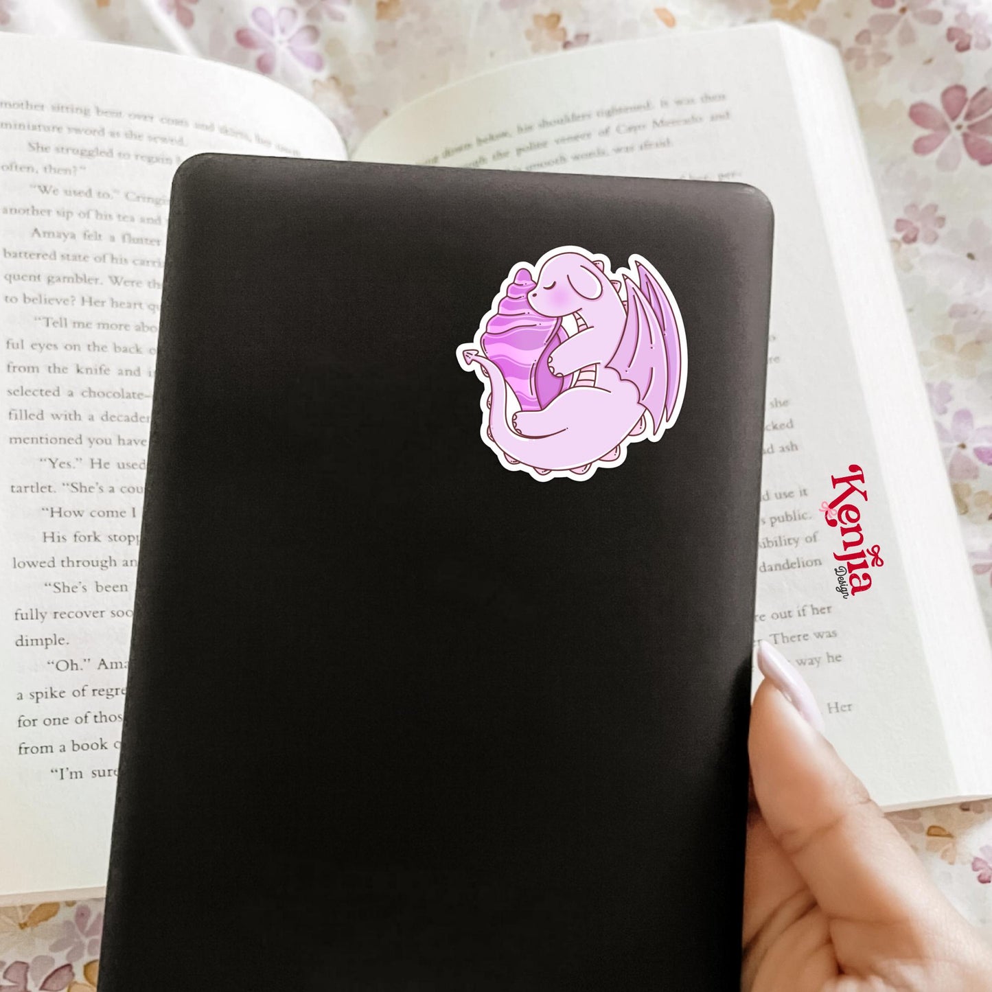 Cute Purple Dragon Sticker / Baby Dragon Lover Gift / Bookish sticker / Fantasy Readers / Summer Seashell / Beach Vibe / Coastal Sea Life