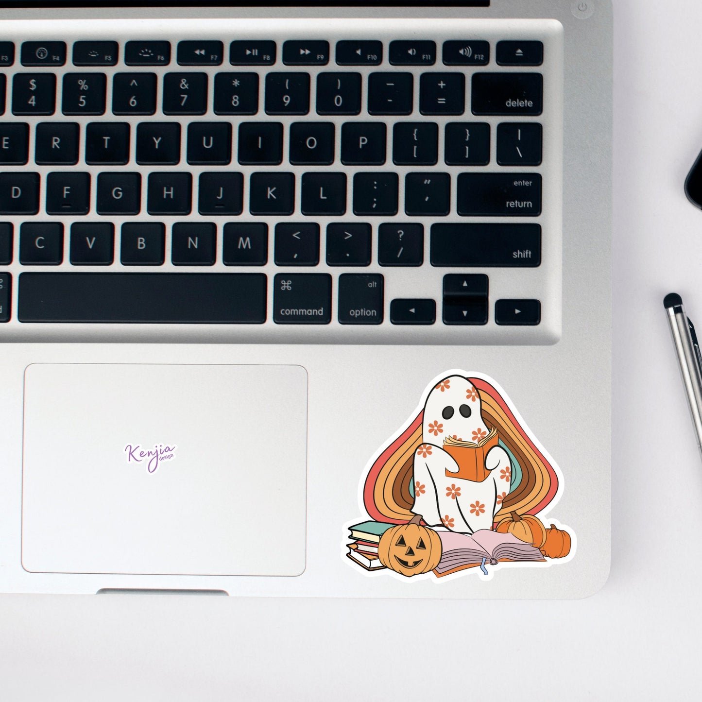 Ghost Reading Stickers Cute handmade Spooky Bookish Halloween Sticker and Magnet, Waterproof for Kindle, Planner, Book , Laptop stickers