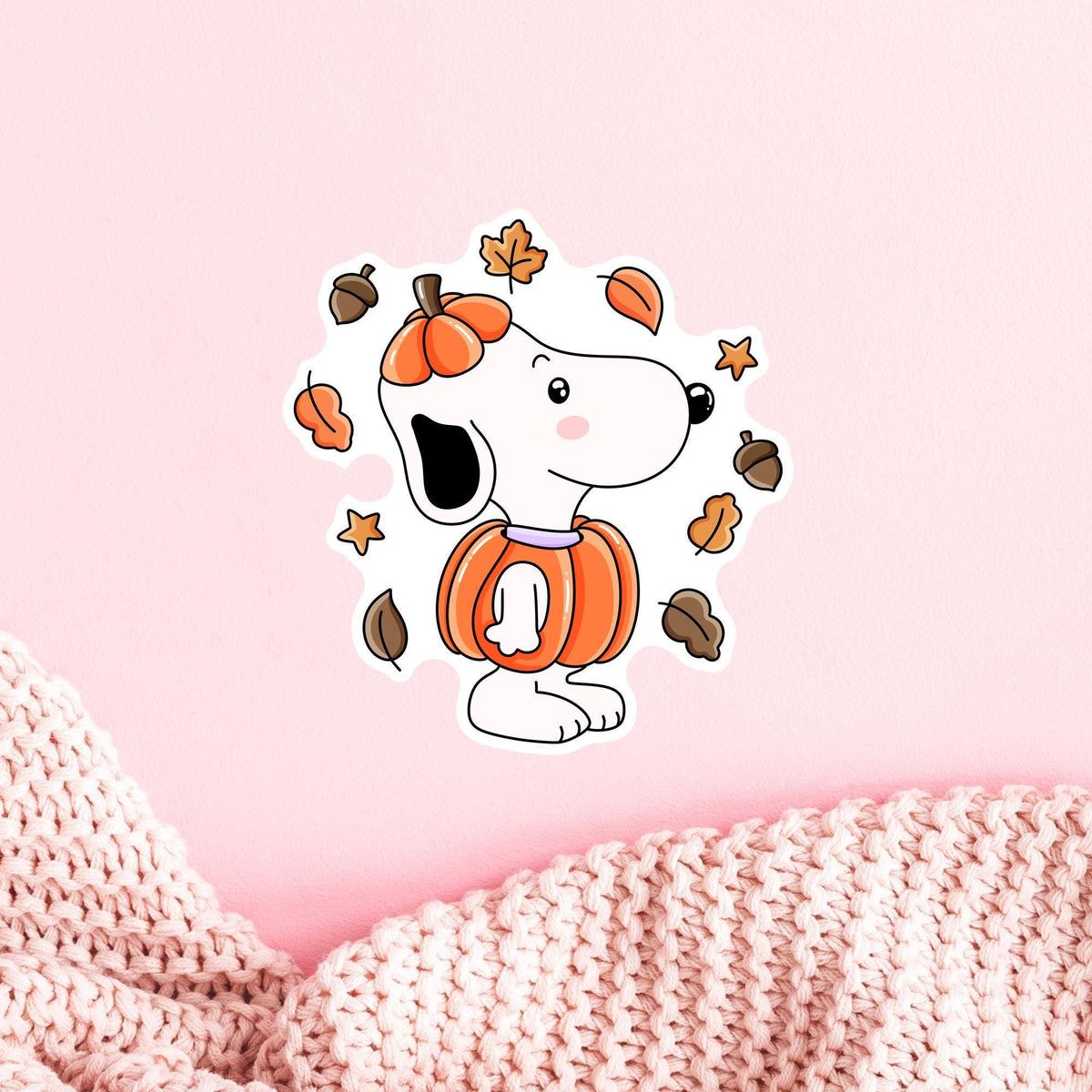 Snoopy Pumpkin Sticker / Halloween Beagle Gift / Cute Dog Lover Gift / Fall Dog Decal / Spooky Beagle / Autumn Cartoon Dog Gift / Pumpkin