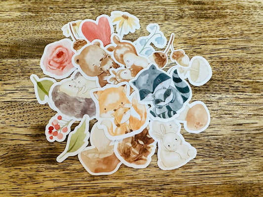 20 pcs Sticker Pack Mother and Baby Woodland Animal, Waterproof and Dishwasher Safe Handmade Vinyl Stickers for planner