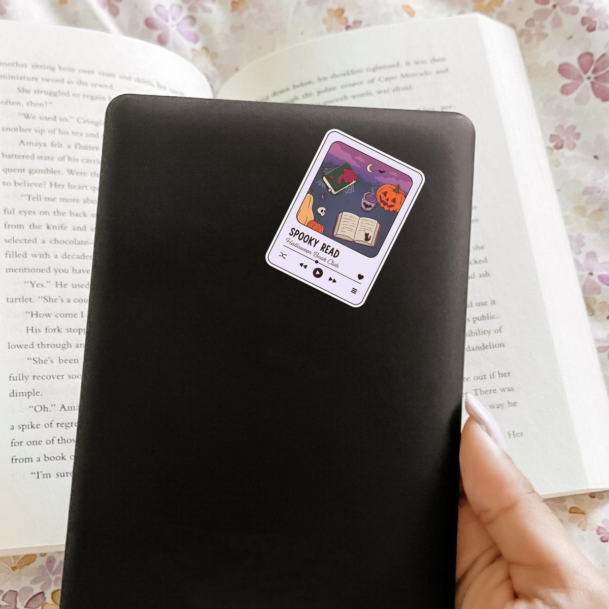 Halloween Book Club Sticker / Spooky Bookish Gift / Reader Decal / Witchy Aesthetic / Dark Academia / Cozy Planner Lover / Cute Fall