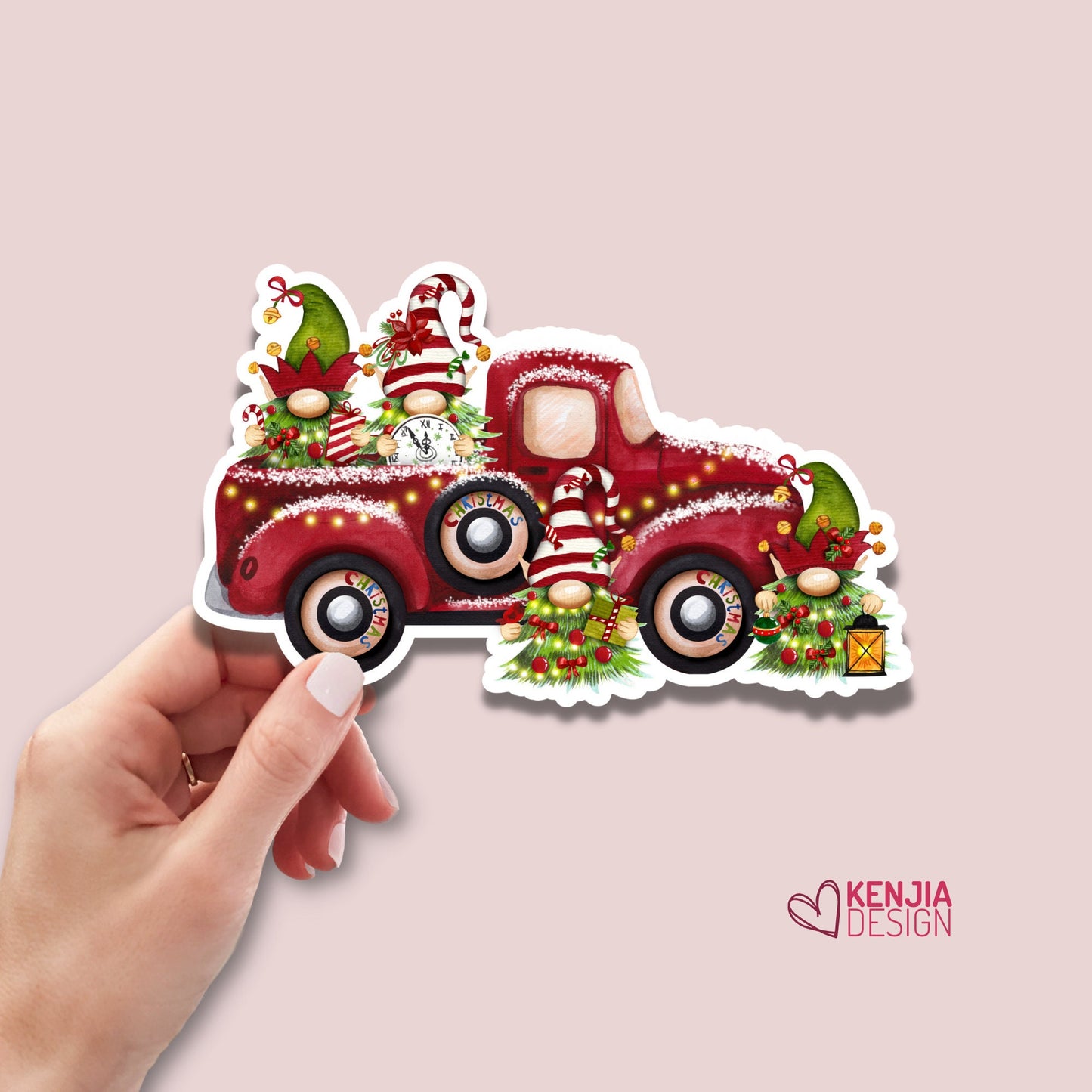 12 Days of Christmas Gnome Stickers  Vintage Red Truck Christmas Deco for Holiday Planner Stickers Gifts, Dishwasher Magnet