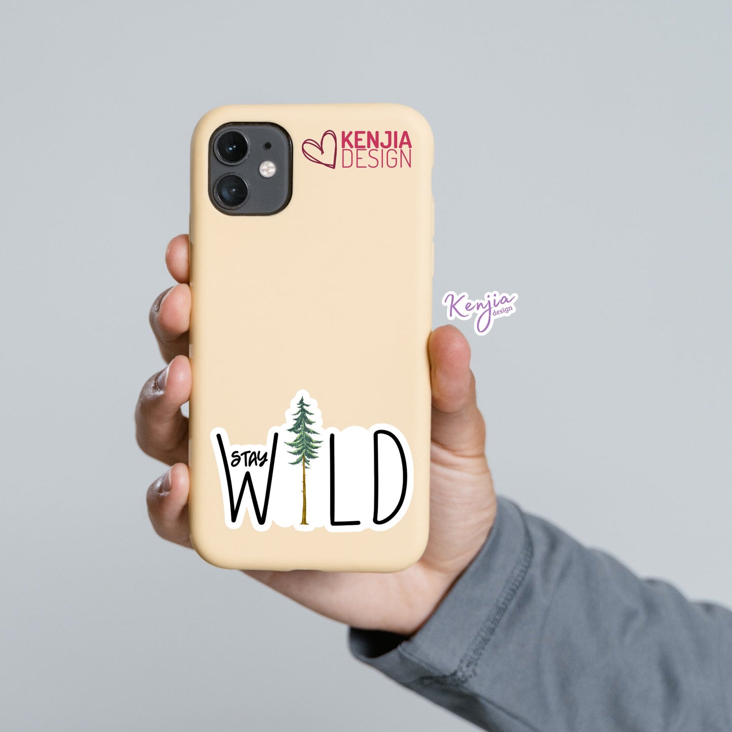 Cute Funny Stay Wild Pine Tree Stickers  | Watercolor Waterproof Sticker for Planner, Laptop Water Bottle, Bumper, Fridge Magnets