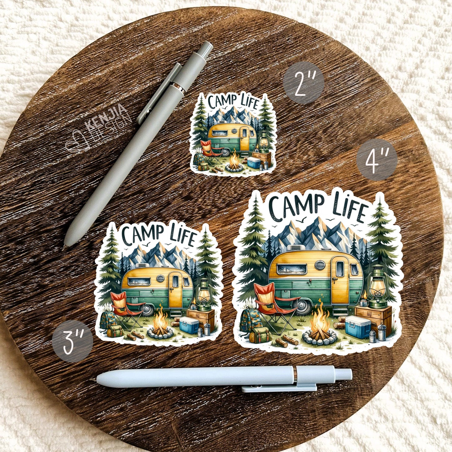 Camp Life Stickers  / Camping Stickers / Summer Adventure Campfire / RV Camper / Forest, Nature And Mountain Stickers