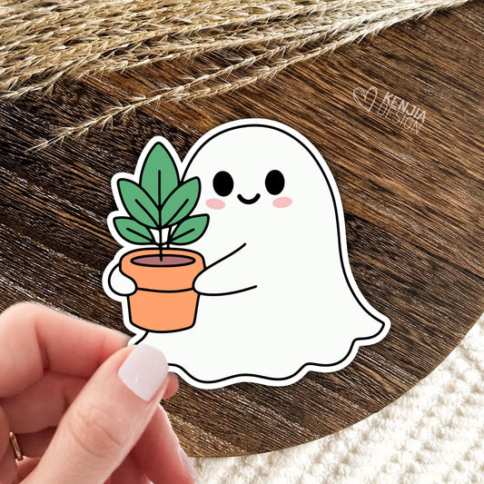 Ghost Plant Stickers / Halloween Stickers / Plant Lover Gift / Gardener Sticker / Cute Ghost Laptop & Kindle Stickers