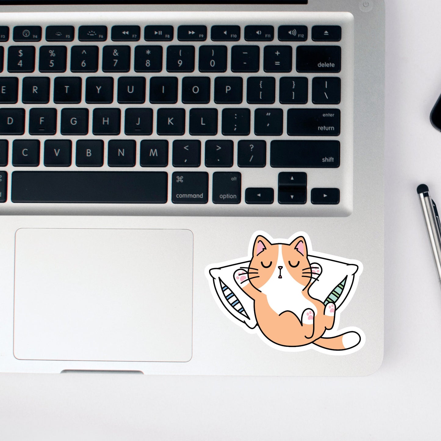 Cute Kawaii Sleeping Cat Sticker, Waterproof and Dishwasher Safe Handmade cute Vinyl Sticker for gift, planner, book and laptop stickers