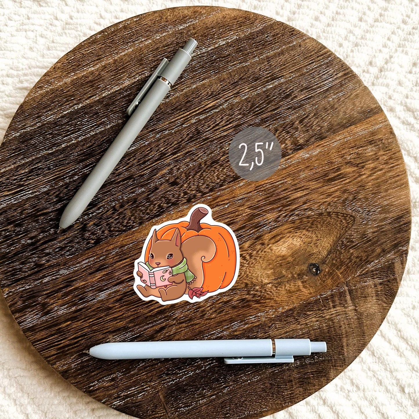 Cute Autumn Bookish sticker on planner close-up, fall reading season die-cut vinyl decal cute gift for bibliophile