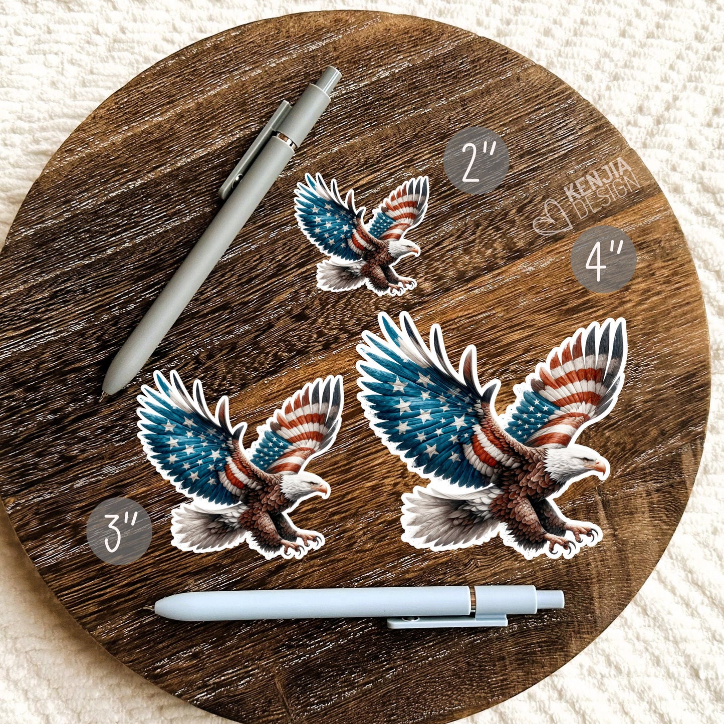Patriotic Eagle Stickers  / Eagle and Flag Stickers / American Flag / Cute Animal Decals / USA Stickers / Constitution Veteran Army