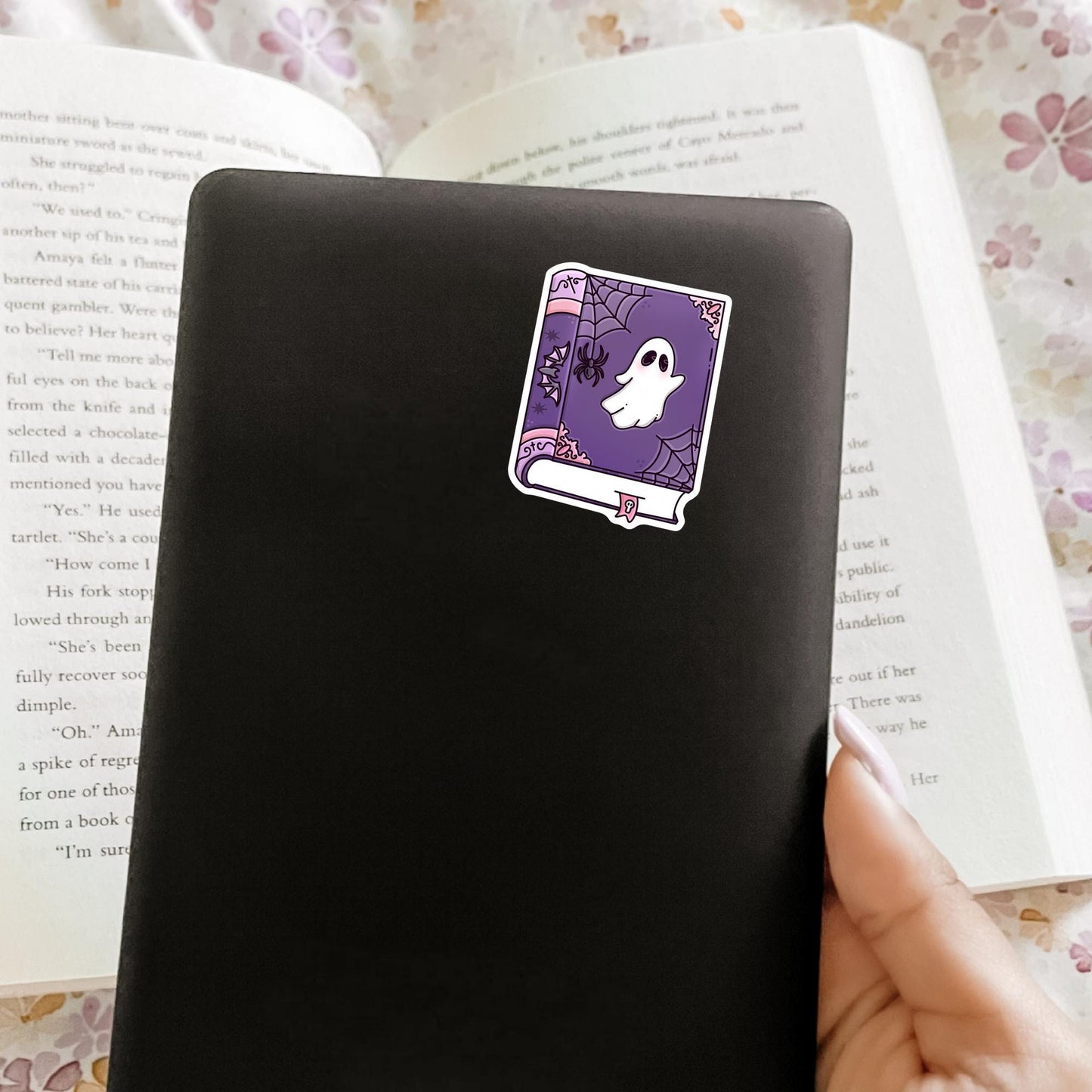 Halloween Book Sticker / Spooky Reader Decal / Witch Aesthetic Gift / October Bookish Vibes / Cute Gothic Present for Her / Ghostly