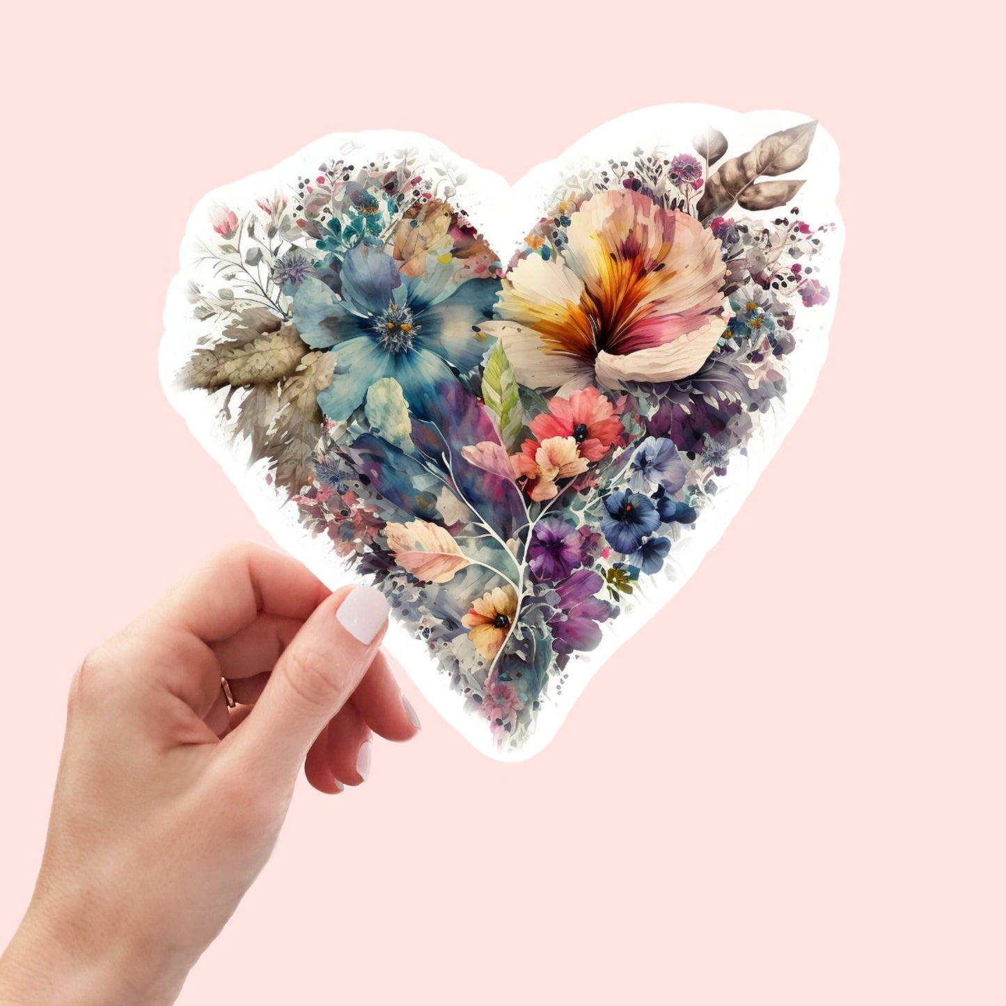 Beautiful Vintage Floral Heart, Waterproof and Dishwasher Safe Handmade cute Vinyl Sticker for gift, planner, book and laptop stickers