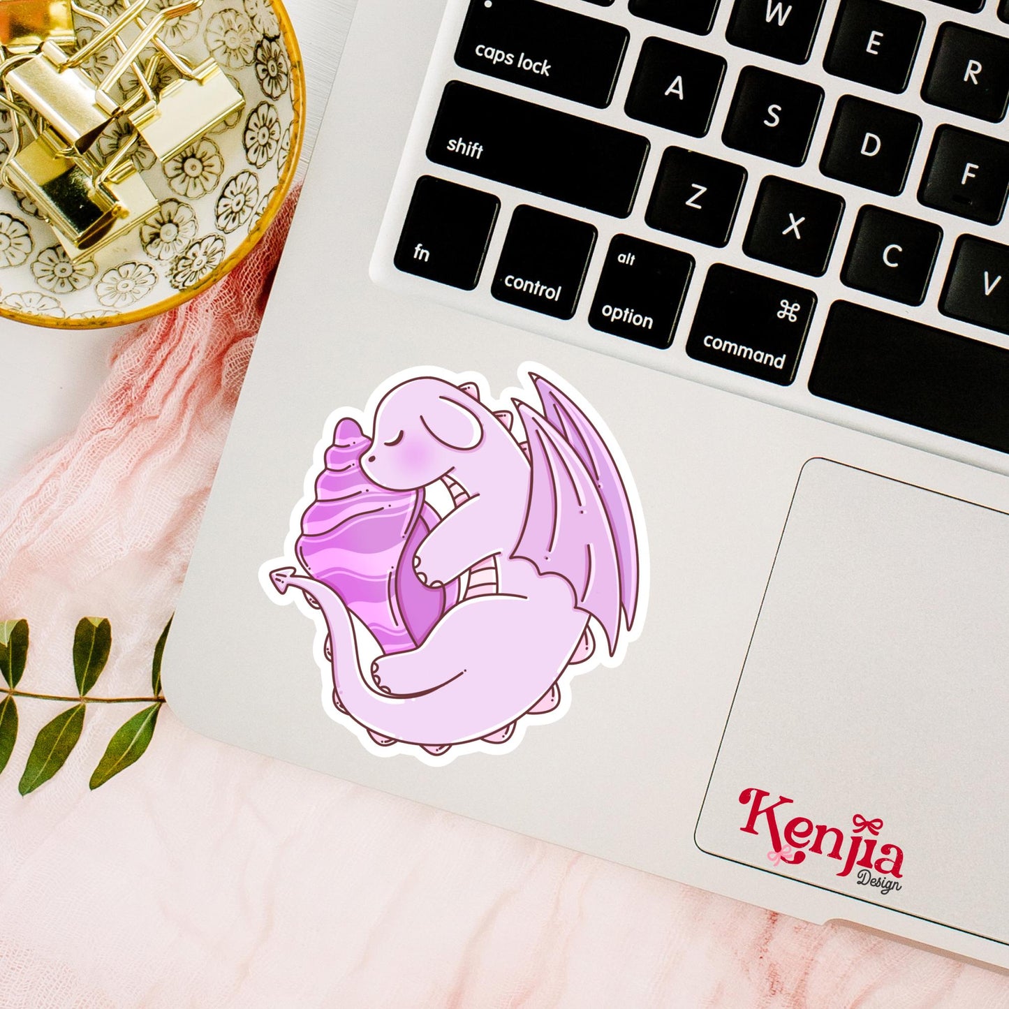 Cute Purple Dragon Sticker / Baby Dragon Lover Gift / Bookish sticker / Fantasy Readers / Summer Seashell / Beach Vibe / Coastal Sea Life