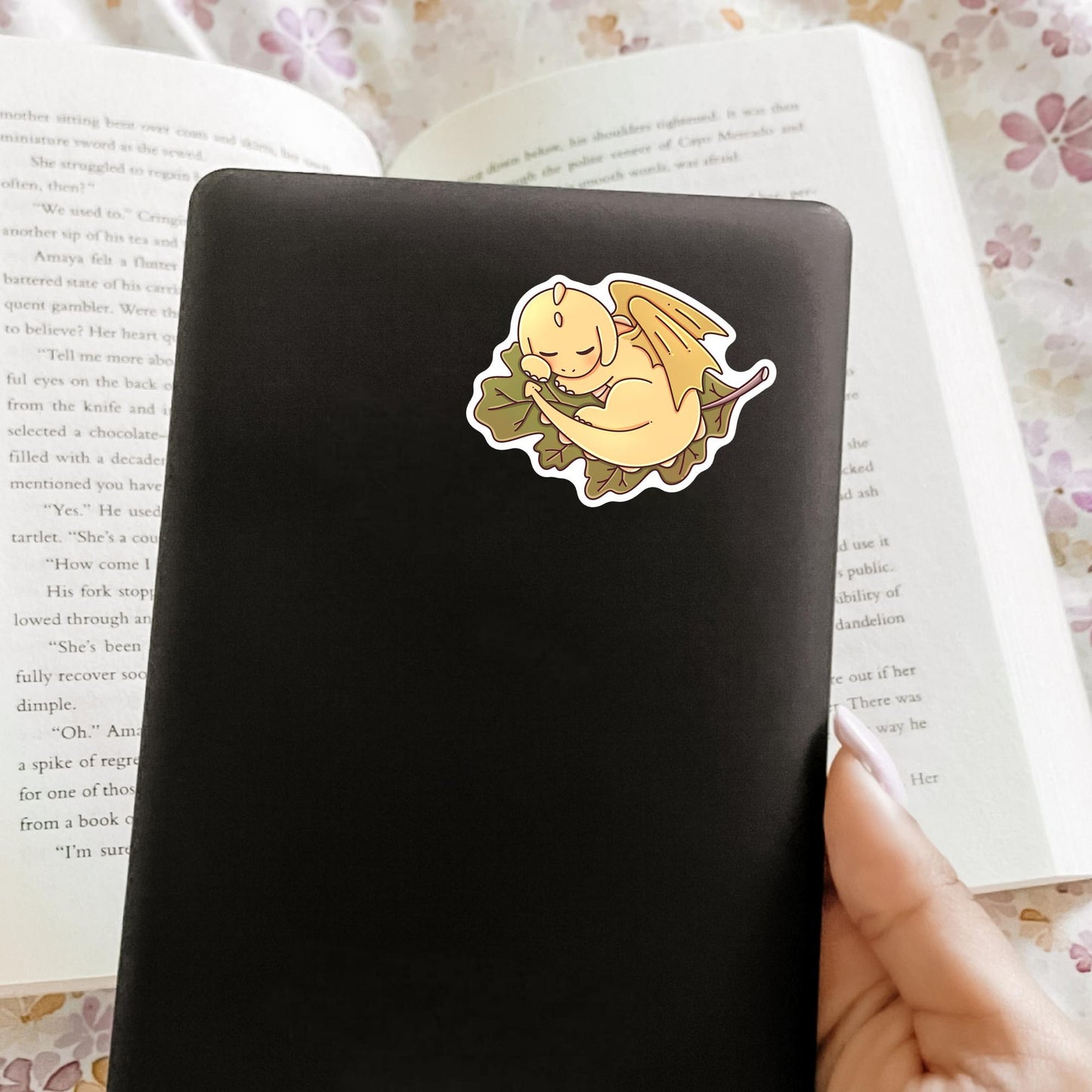 Autumn Yellow Dragon Sticker / Fall Fantasy Gift / Dragon Lover Decal / Cute Bookish Present / Cozy Season Reader / Yellow Fall Aesthetic