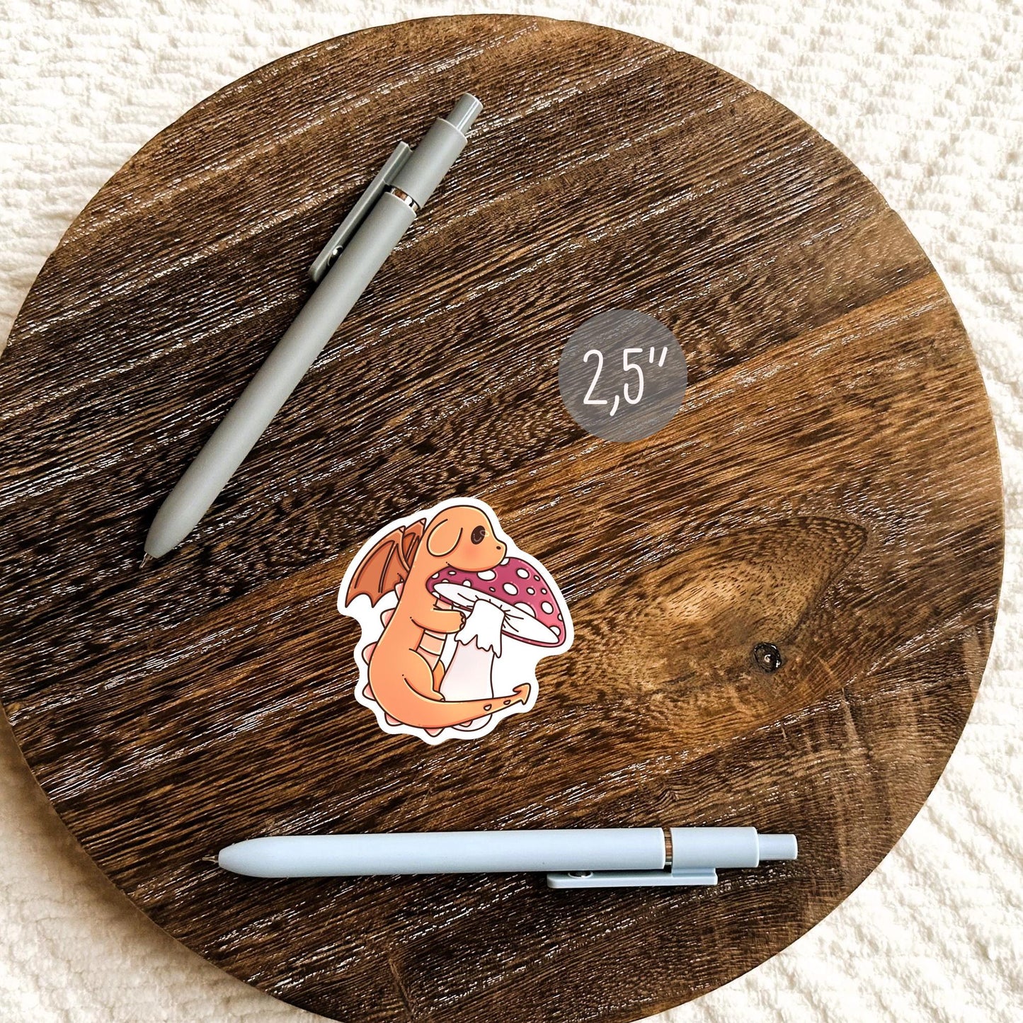 Cute Autumn Orange Dragon sticker on a water bottle, cozy fall vinyl sticker gift for her and fantasy readers