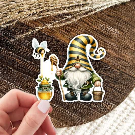Bumble Bee Gnome Stickers  / Honey Bee Stickers / Summer Decals / Laptop and Kindle Stickers