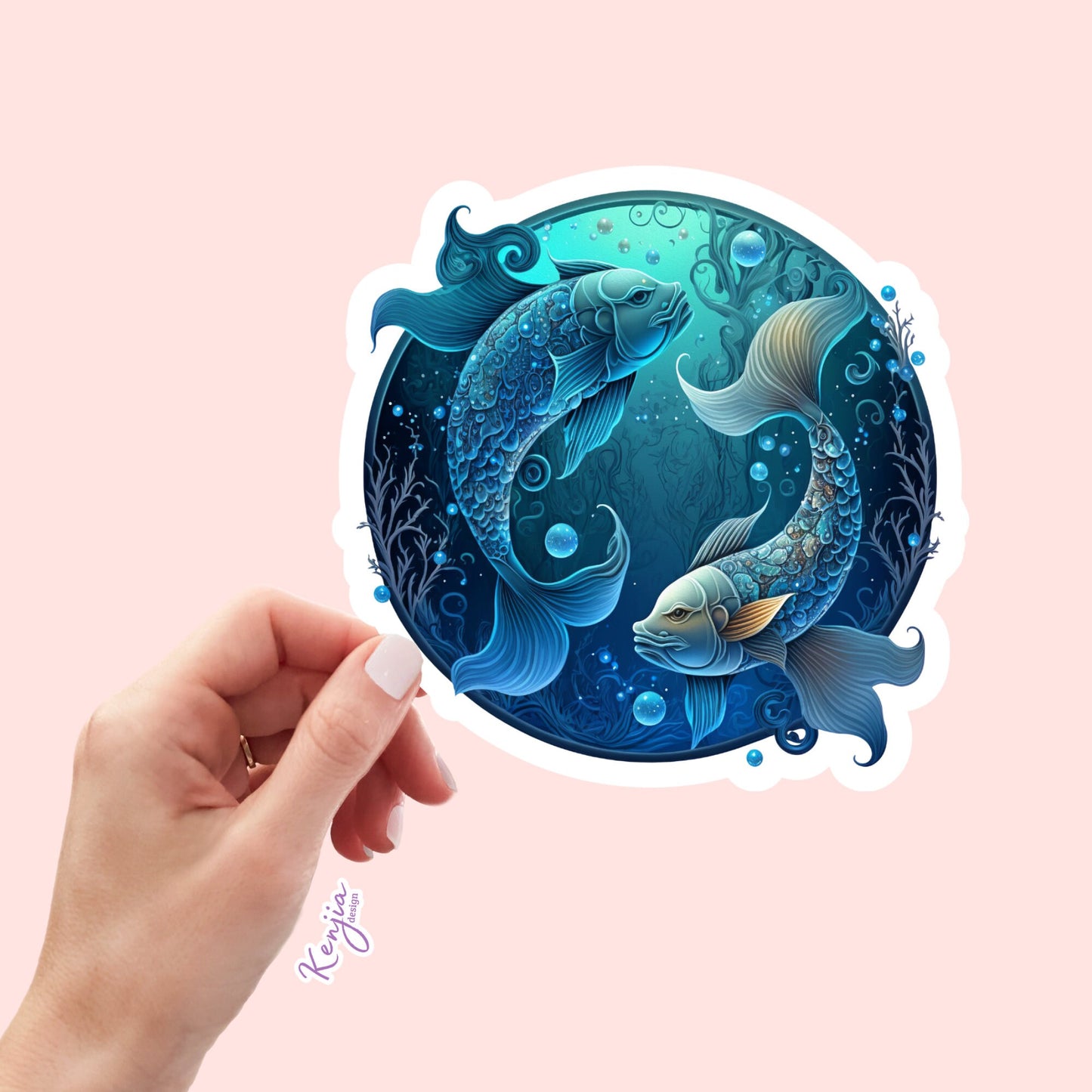 Astrology Zodiac Pisces Sign Sticker, Waterproof and Dishwasher Safe Handmade cute Vinyl Sticker gift, planner, bumper, laptop stickers