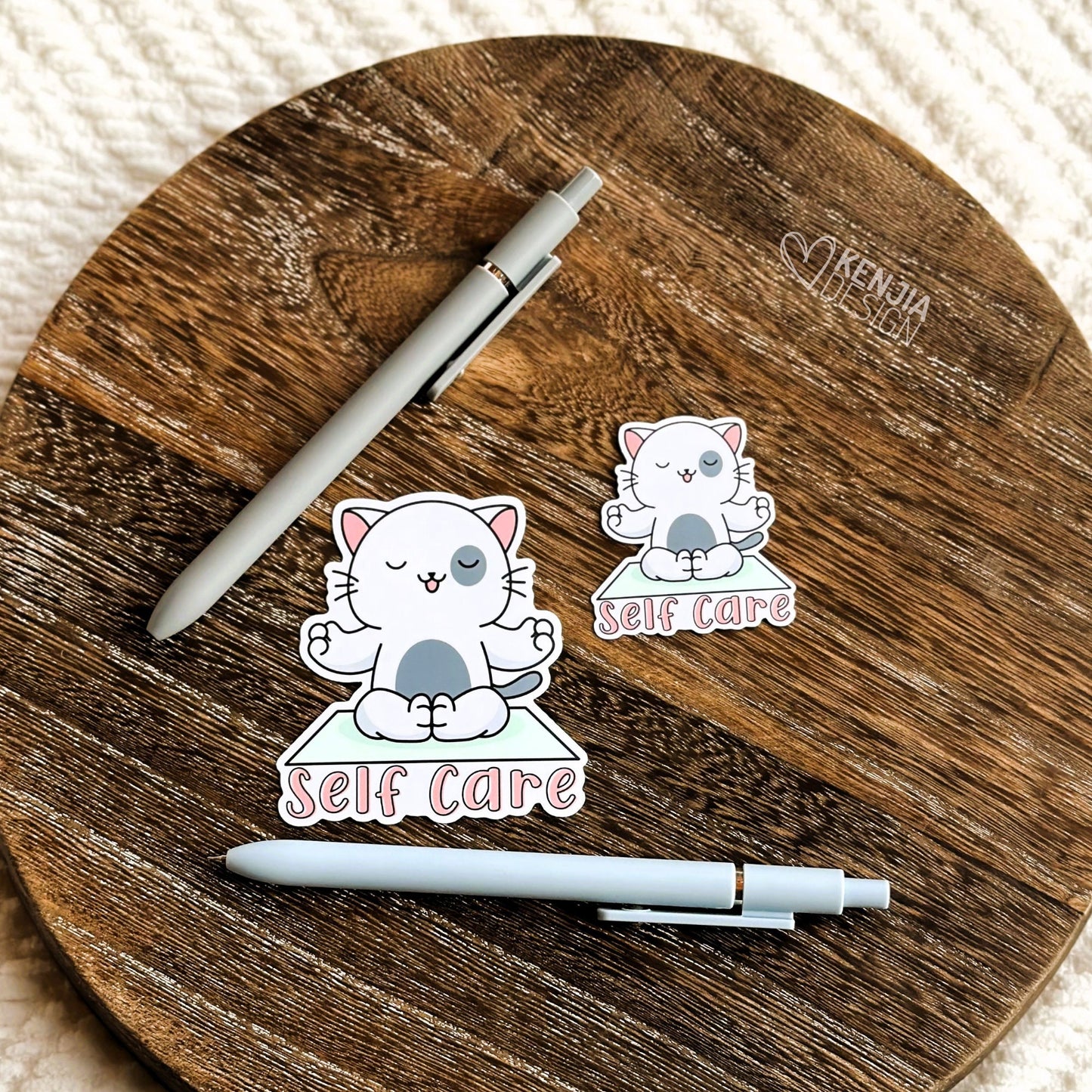Self Care Mental Health Stickers / Aesthetic Stickers / Yoga Cat Waterproof Vinyl Stickers / Retro Anxiety Stickers / Popular Now