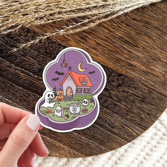 Bookish Halloween Sticker / Spooky Reader Gift / Witchy Book Lover Decal / Autumn Vibes / Cute Bookworm Present for Her / Reading Decor