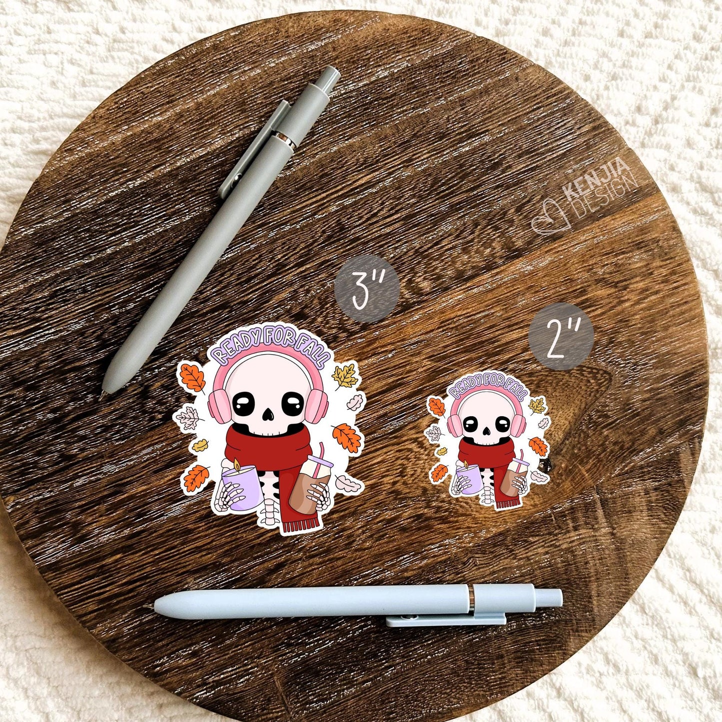 Ready for Fall Stickers / Skull Sticker / Autumn & Fall Stickers / Halloween Stickers / Ice Coffee and Candle