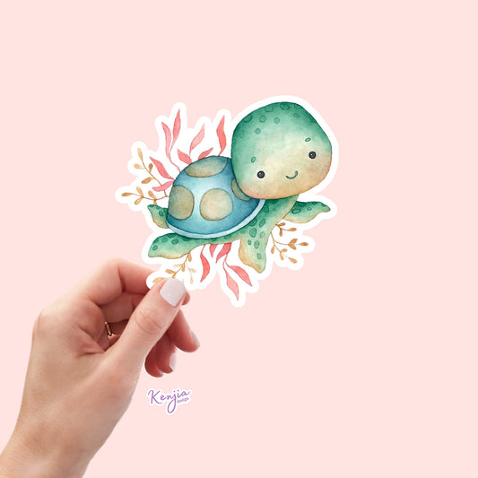 Cute Sea Baby Turtle Stickers and Fridge Magnets for Planner, Hydroflask, MacBook Computer, Luggage, Party, Turtle Gifts, bumper and journal