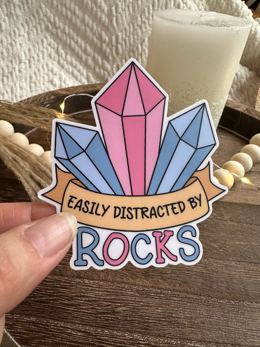 Easily Distrated by Rocks Stickers and Fridge Magnets / I Love Geology Science Stickers, Geologist Student Gifts / Geology Lover