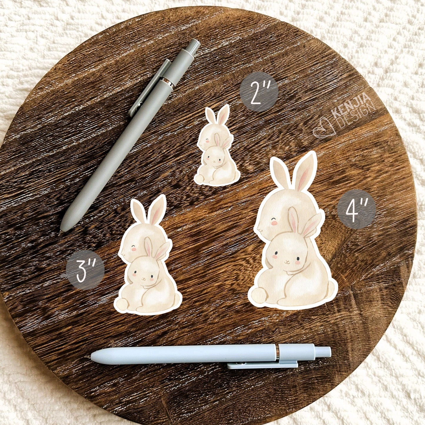 Woodland Stickers Baby Bunny With Mom Animal Stickers  / Cute Watercolor Forest Baby Shower Gifts / Greenery Woodland Boy