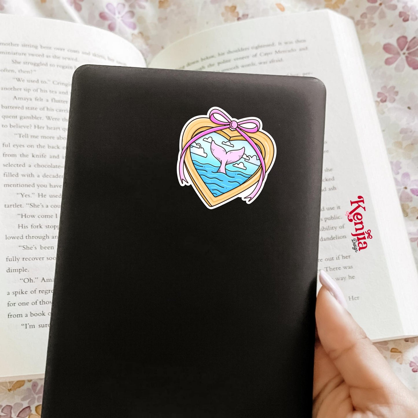 Whale Tail Stickers / Coquette Bow Ocean Sticker / Girly Heart Locket / Beachy Aesthetic / Sea Lover Gift / Mermaid Sticker / Sea Life