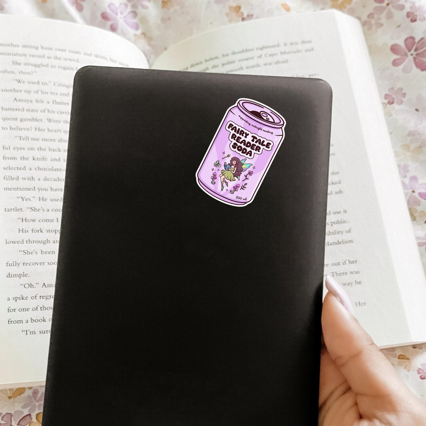 Fairy Tale Reader Soda Sticker / Fantasy Bookish Gift / Magical Girlie Decal / Book Lover Aesthetic / Dreamy Reading / Whimsical Present