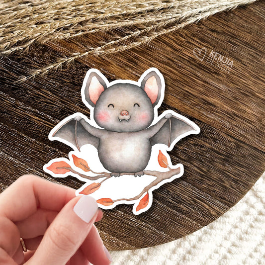 Cute Bat Animal Stickers / Watercolor Effect / Waterproof Halloween Sticker for Water Bottle / Spooky Sticker / Witchy Sticker / Batty Decal