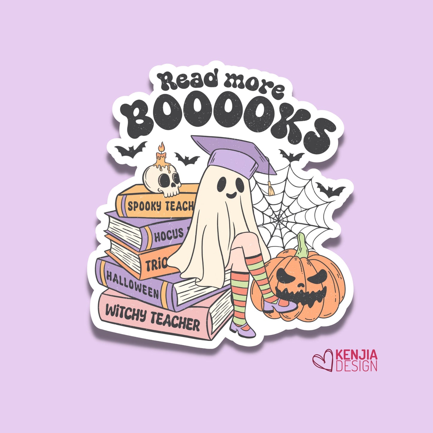 Cute Funny Read more books Stickers  for Halloween | Waterproof Sticker for Kindle Planner Laptop Water Bottle Fridge Magnet