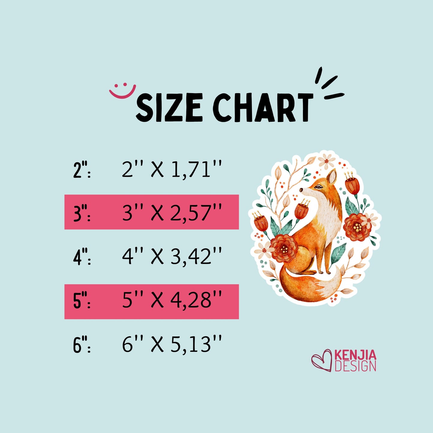 Cute Fox Stickers  with Flowers | Waterproof Sticker, Watercolor Planner Laptop Water Bottle Bumper Sticker and Fridge Magnets