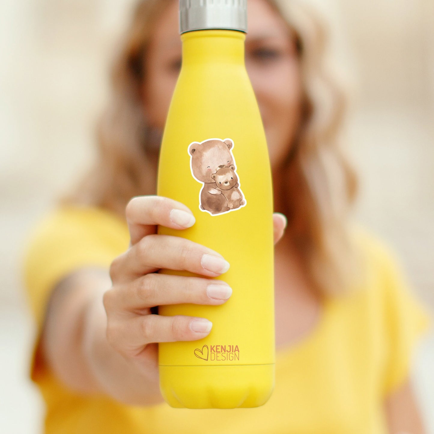 Woodland Stickers Baby Bear With Mom Animal Stickers  / Cute Watercolor Forest Baby Shower Gifts / Greenery Woodland Boy