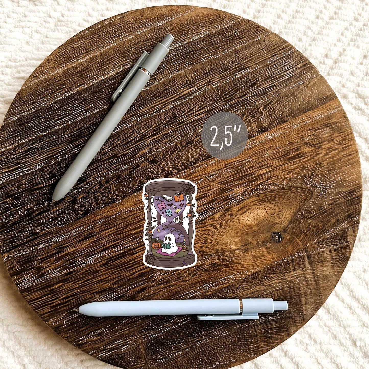 Halloween Hourglass Sticker / Spooky Time Decal / Gothic Witch Gift / October Vibes / Cute Bookish Present for Her / Dark Autumn Scene