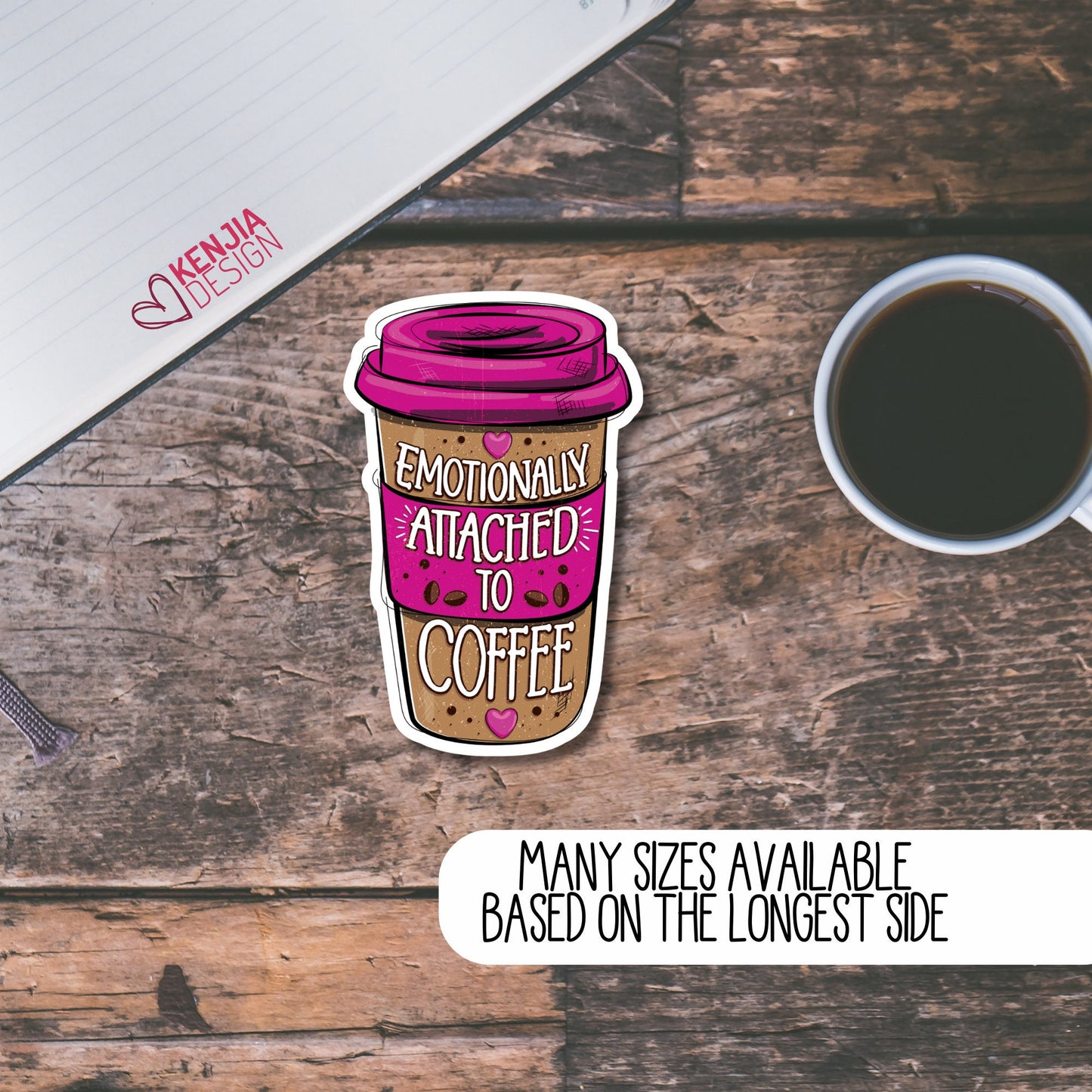 Emotional Support Coffee Stickers and Fridge Magnets, Coffee Lover addict Girl Gift, Caffeine Queen Decor, Coffee mom and nurses for Jars