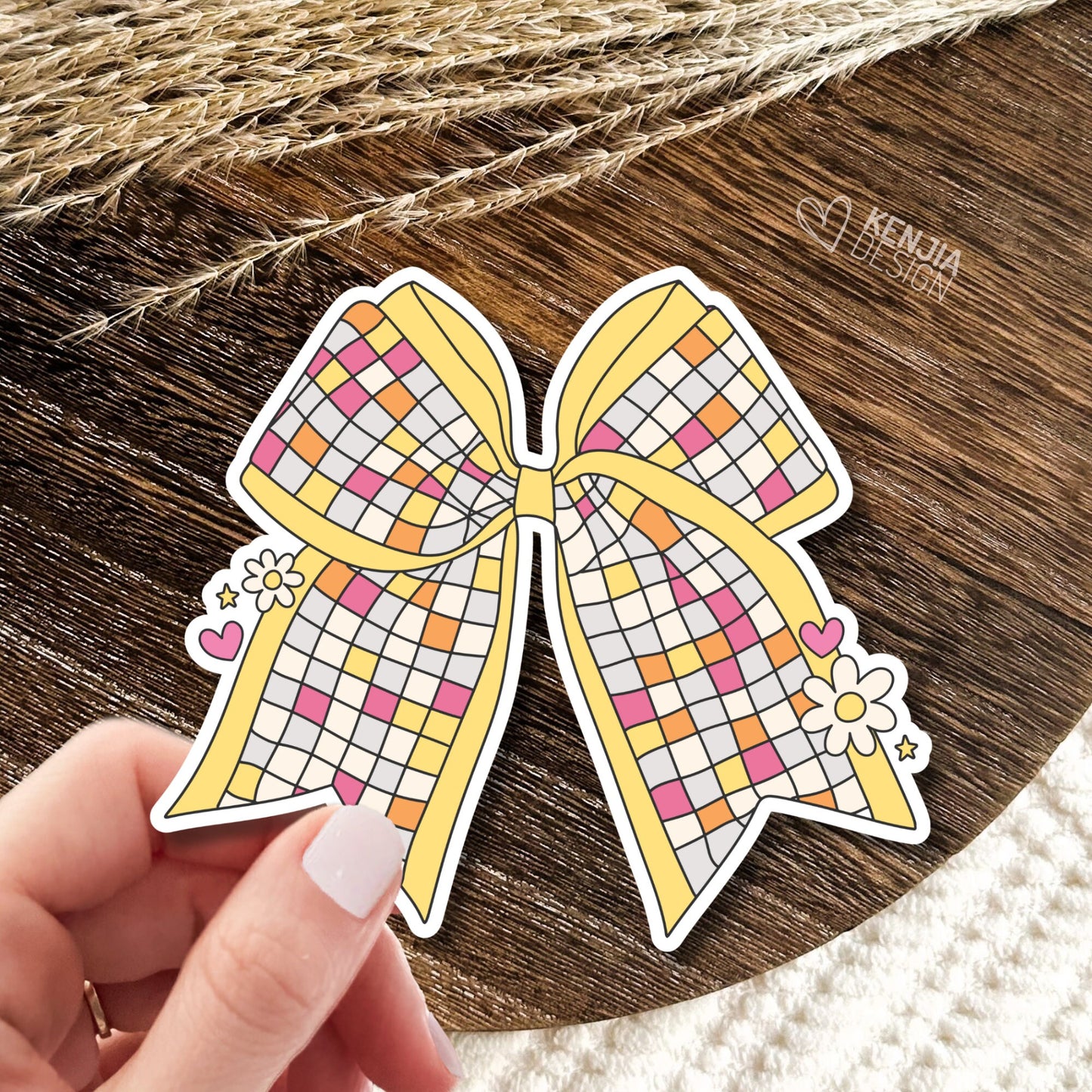 Disco Ribbons Stickers  / Yellow Ribbon Sticker / Bow Stickers / Trendy Disco Ball Sticker / Groovy Retro Aesthetic Kindle Stickers