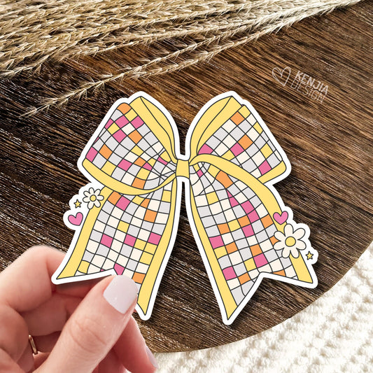 Disco Ribbons Stickers  / Yellow Ribbon Sticker / Bow Stickers / Trendy Disco Ball Sticker / Groovy Retro Aesthetic Kindle Stickers