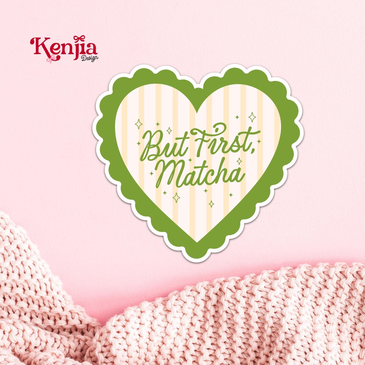 But First Matcha Sticker / Cute Matcha Lover Heart Sticker / Wellness Drink / Tea Lover / Barista Gift / Kindle Stickers / Water Bottle Gift