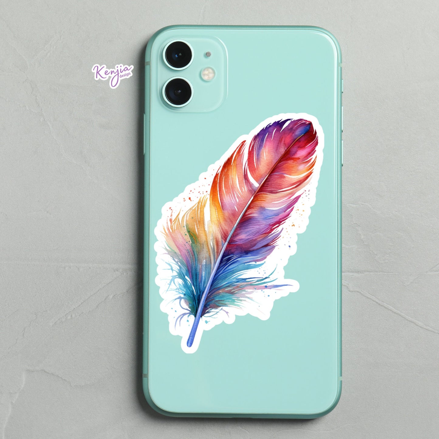 Bright Colorful Feather Stickers ,Wartercolor, Planner sticker, Laptop Stickers, Cute Sticker, Refrigerator and Dishwasher Magnet