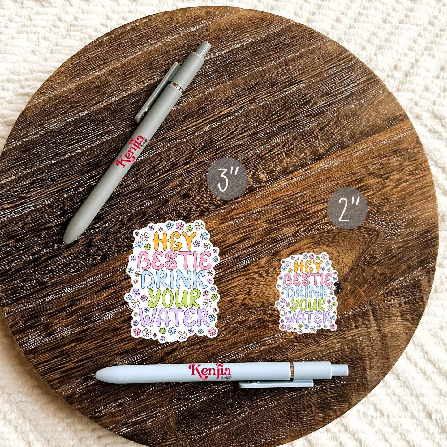 Hey Bestie Drink Your Water Sticker / Cute Motivational Water Bottle Sticker / Pastel Floral Aesthetic / Kindle Stickers / Laptop Decal Gift