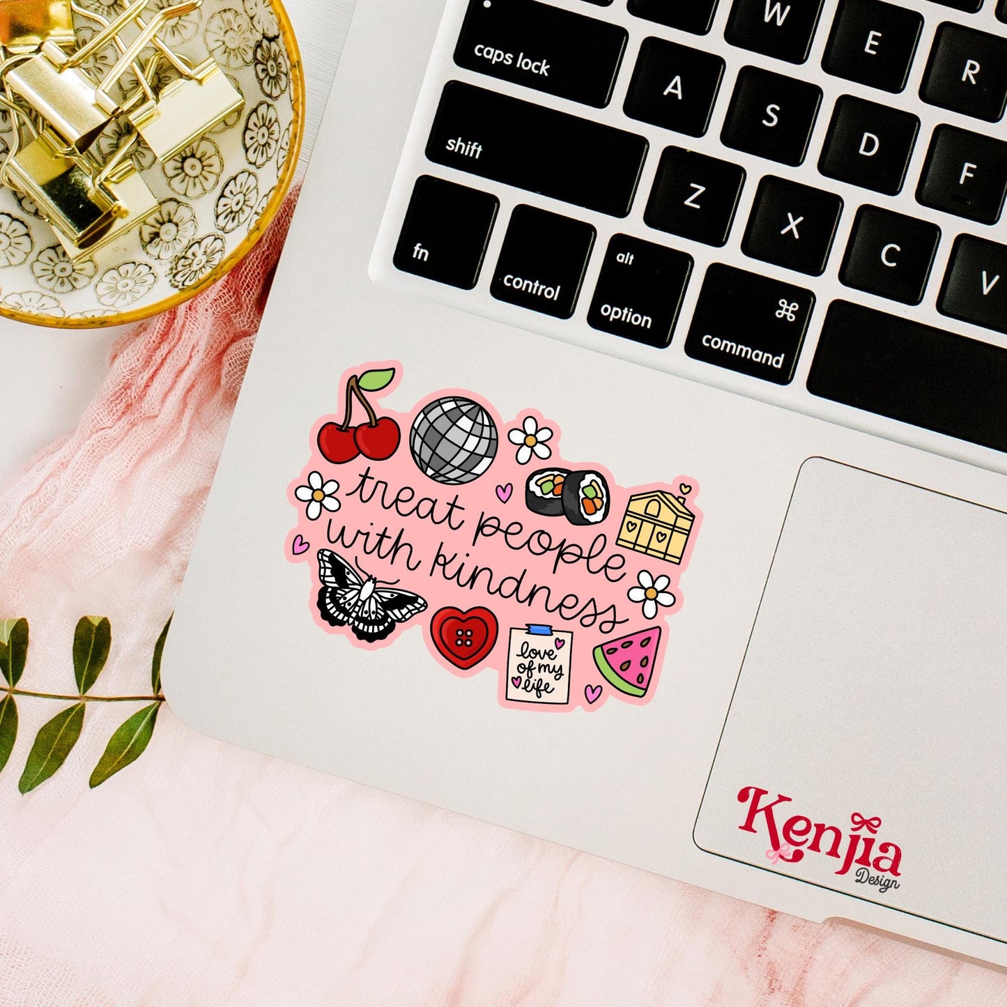 Treat People With Kindness Sticker / Positive Quote Sticker / Retro Disco Decal / Treat People Kind / Coquette Cherry / Be Kind