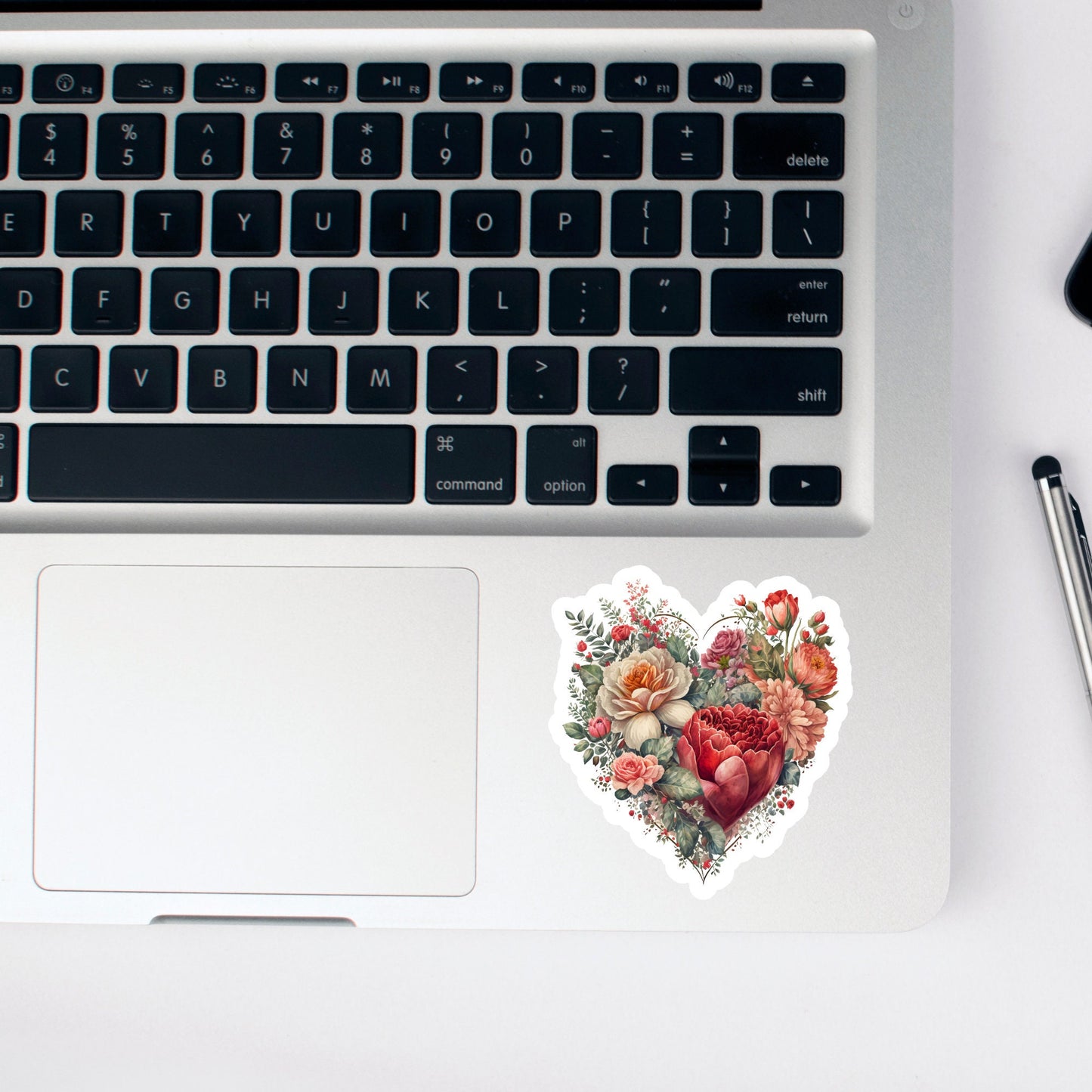Beautiful Vintage Floral Heart, Waterproof and Dishwasher Safe Handmade cute Vinyl Sticker for gift, planner, book and laptop stickers