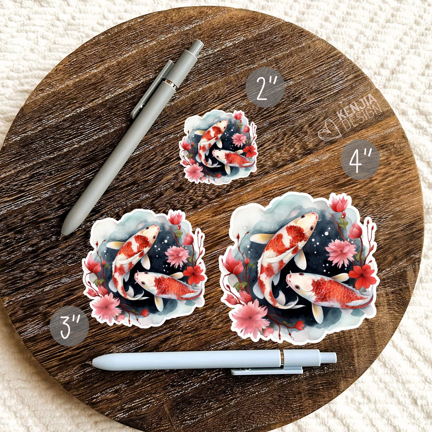 Koi Fish Stickers  / Pisces Japanese Stickers /  Japan Aesthetic Vinyl Stickers / Cute Animal Decal / Laptop and Kindle Stickers