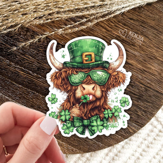 Highland Cow Stickers / Happy St. Patrick's Day / Lucky Stickers / Shamrock Stickers / Four Leaf Clover / Kindle Stickers