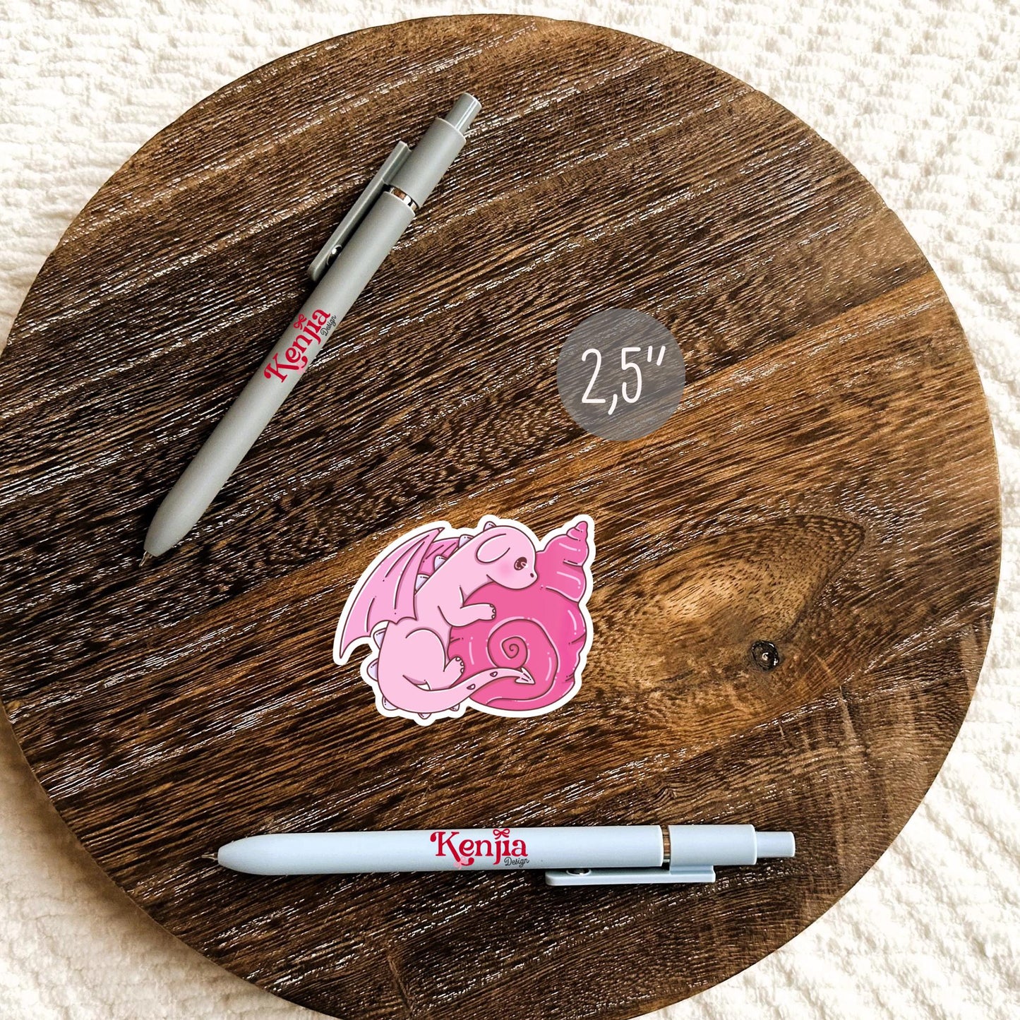 Cute Pink Dragon Sticker / Baby Dragon Lover Gift / Bookish sticker / Fantasy Readers / Summer Seashell / Beach Vibe / Coastal Sea Life