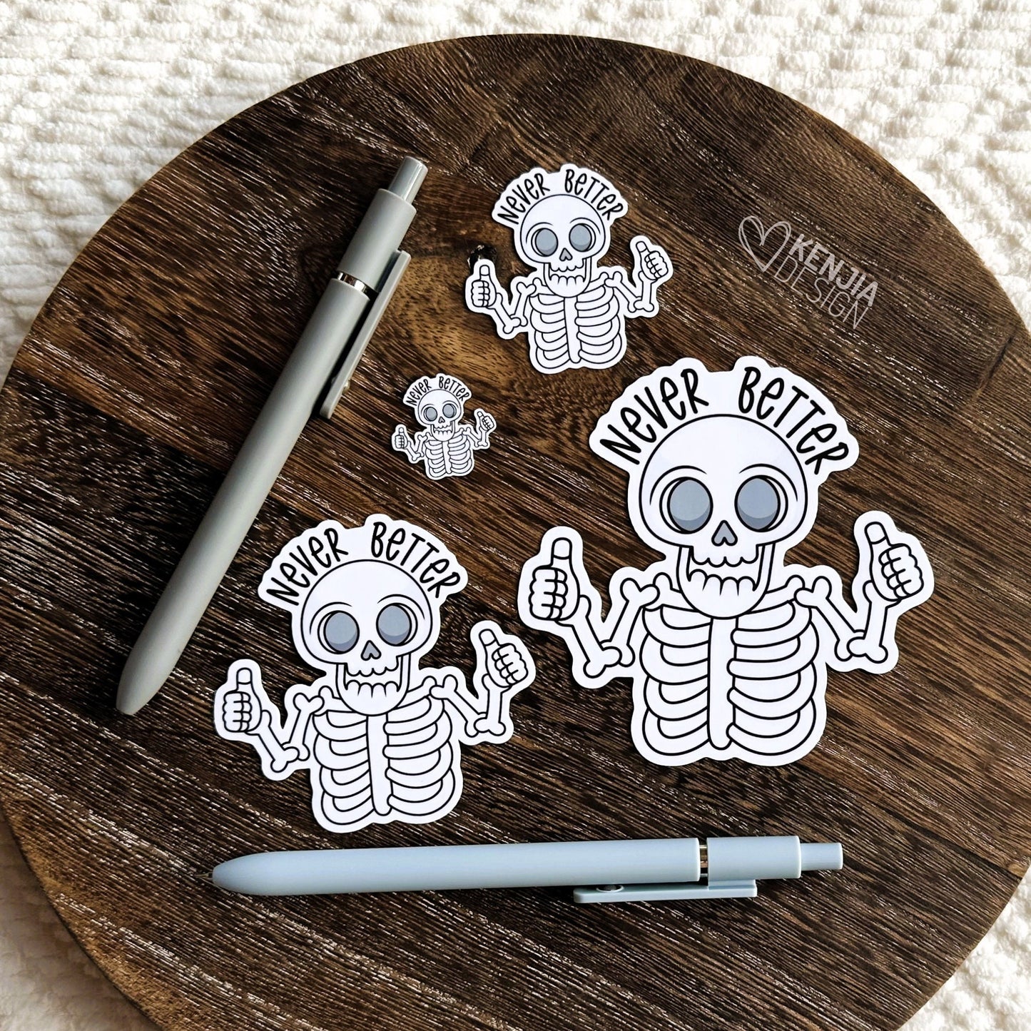 Never Better Skeleton Stickers  / Sacrastic Dead Inside Gifts / Funny Halloween Skull Mental Health Mom Stickers