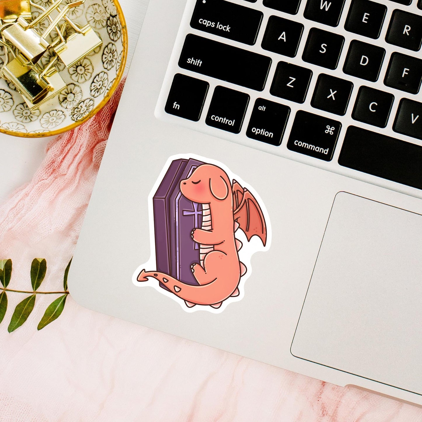 Halloween Orange Dragon sticker on book - spooky bookish dragon sticker gift for readers