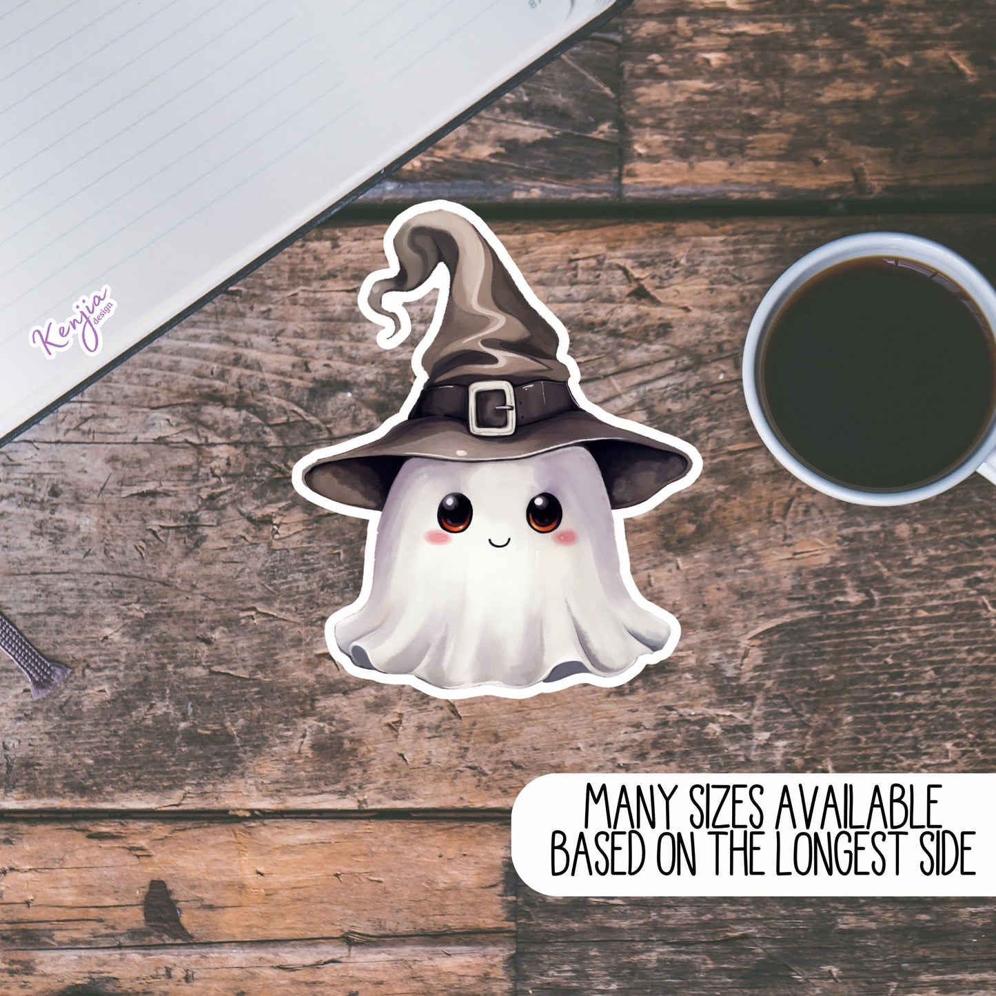 Cute Funny Fall Ghost Halloween Stickers and Fridge Magnets for Planner, Hydroflask, MacBook Computer, Luggage, Party, Best Friend Gift